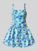 Adrianna Papell Cocktailkleid mit Karree-Ausschnitt in Blau, Größe 34