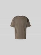 Closed T-Shirt mit geripptem Rundhalsausschnitt in Khaki, Größe L