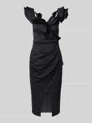 Lipsy Knielanges Cocktailkleid mit Volants in Black, Größe 34