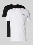 Alpha Industries T-Shirt mit Label-Print in Weiss, Größe L