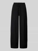 Review Wide Leg Stoffhose mit Tunnelzug in Black, Größe S