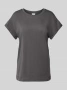 Jake*s Casual T-Shirt mit geripptem Rundhalsausschnitt in Dunkelgrau, ...