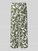 More & More Wide Leg Stoffhose mit Bindegürtel in Oliv, Größe 34