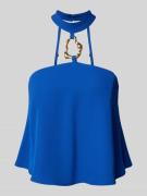Rinascimento Neckholder-Cocktailshirt mit Applikation in Blau, Größe L