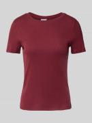 Jake*s Casual T-Shirt in Ripp-Optik in Dunkelrot, Größe L