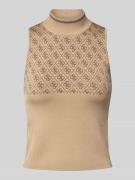 Guess Stricktop mit Logo-Muster Modell 'LISE' in Sand, Größe M