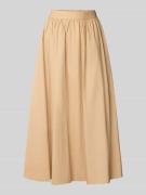 Liu Jo White Faltenrock aus reiner Baumwolle mit breitem Bund in Beige...