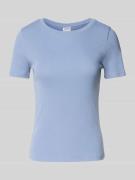 Jake*s Casual T-Shirt mit geripptem Rundhalsausschnitt in Bleu, Größe ...