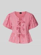 Gina Tricot Regular Fit Bluse mit Puffärmeln und Schnürung in Rot, Grö...