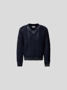 Maison Margiela Pullover mit V-Ausschnitt in Blau, Größe M