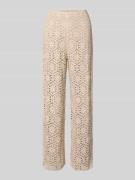 s.Oliver BLACK LABEL Straight Leg Weite Hose mit Häkelspitze in Sand, ...