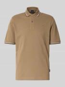 bugatti Poloshirt mit kurzer Knopfleiste in Taupe, Größe L