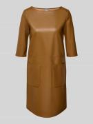 MM Schmales Kleid in Kunstleder Optik in Cognac, Größe L