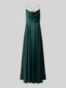 V.M. Abendkleid aus Satin mit Spaghettiträgern in Dunkelgruen, Größe 3...