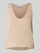 Mango Regular Fit Stricktop mit Leinen-Anteil Modell 'VELLA' in Beige,...