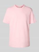 Calvin Klein Jeans T-Shirt mit geripptem Rundhalsausschnitt in Rosa, G...