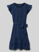 Guess Kleid mit Knopfleiste und Bindegürtel in Blau, Größe 140