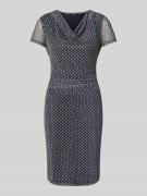 Zero Knielanges Kleid mit Wasserfall-Ausschnitt in Bleu, Größe 34