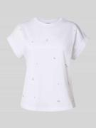 Zero T-Shirt mit Ziersteinbesatz in Weiss, Größe 44