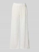 Zero Wide Leg Stoffhose mit Lochstickerei in Weiss, Größe 38