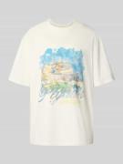 Pegador Oversized T-Shirt mit Label-Print in Offwhite, Größe L