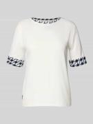 Marc Cain T-Shirt mit Rundhalsausschnitt in Offwhite, Größe 34