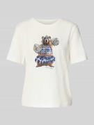 Marc Cain T-Shirt mit Motiv-Print und Rundhalsausschnitt in Offwhite, ...
