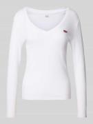 Levi's® Longsleeve mit Label-Stitching und V-Ausschnitt in Weiss, Größ...