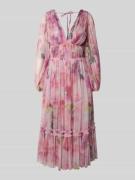 LACE & BEADS Cocktailkleid mit V-Ausschnitt in Rosa, Größe L