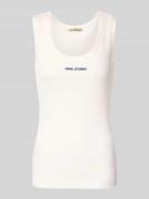 Smith and Soul Tanktop in Ripp-Optik mit Stitching in Weiss, Größe L