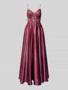 Luxuar Abendkleid mit Ziersteinbesatz in Rot, Größe 36