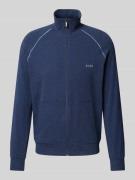 BOSS Regular Fit Sweatjacke aus Baumwoll-Mix in Dunkelblau, Größe L