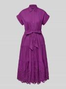 Lauren Ralph Lauren Hemdblusenkleid mit Lochstickerei in Lila, Größe 3...