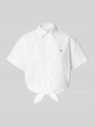 Polo Ralph Lauren Regular Fit Bluse mit Knotendetail in Weiss, Größe 4...