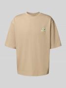 ANNARR T-Shirt mit Motiv-Stitching Modell 'OKHOLM' in Sand, Größe L