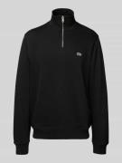 Lacoste Regular Fit Troyer aus reiner Baumwolle in Black, Größe L