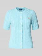Polo Ralph Lauren Cardigan mit Zopfmuster und 1/2-Arm in Blau, Größe L
