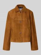Jake*s Casual Lederjacke mit Umlegekragen und Eingrifftaschen in Sand,...