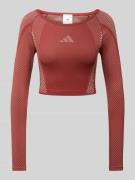 adidas Sportswear Cropped Longsleeve mit Label-Print in Aubergine, Grö...