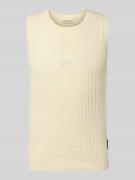 PROHIBITED Stricktop mit Label-Stitching in Offwhite, Größe L