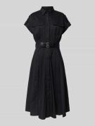 Lauren Ralph Lauren Midikleid mit Hemdblusenkragen in Black, Größe 36