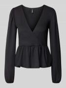 Only Slim Fit Langarmshirt in Wickel-Optik Modell '30 BILL' in Black, ...