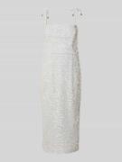 Marc Cain Knielanges Kleid mit Pailletten und Schnürung in Offwhite, G...