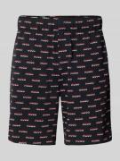 HUGO Shorts aus reiner Baumwolle mit Allover-Logo-Print in Black, Größ...