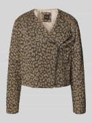 BOSS Orange Regular Fit Bikerjacke aus Baumwoll-Mix in Beige, Größe 34