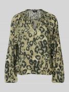 monari Regular Fit Bluse aus Viskose mit Animal-Print in Gruen Melange...