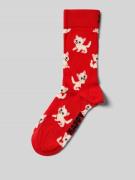 Happy Socks Socken mit Motiv-Stitching Modell 'Kitten' in Rot, Größe 3...