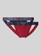 Emporio Armani Jogstrap mit Logo-Stitching im 2er-Pack in Dunkelrot, G...
