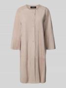 Marc Cain Regular Fit Ledermantel mit Rundhalsausschnitt und Knopfleis...