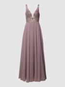 Laona Abendkleid mit floralen Stickereien und Paillettenbesatz in Altr...